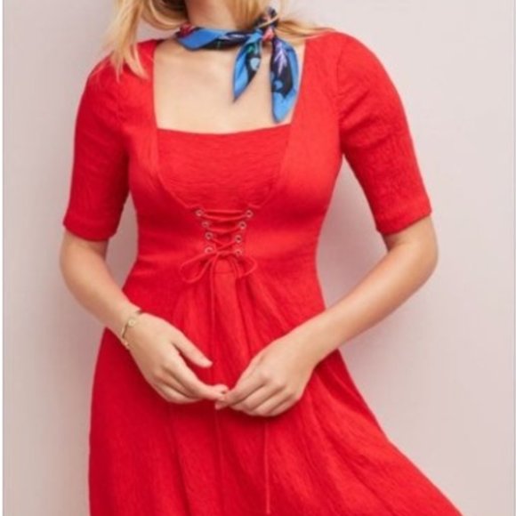 Anthropologie Maeve Juliet Red Corset Dress - Picture 1 of 6